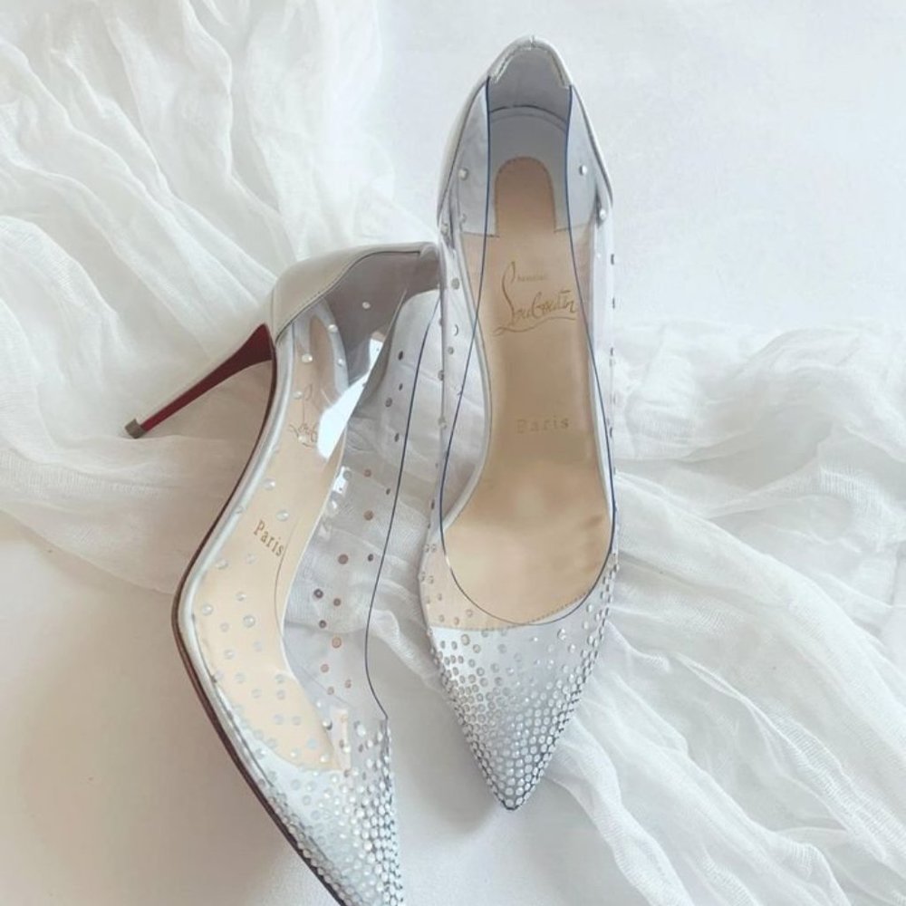 White Wedding Shoes - Christian Louboutin Degrastrass Bianco 85 Size 39